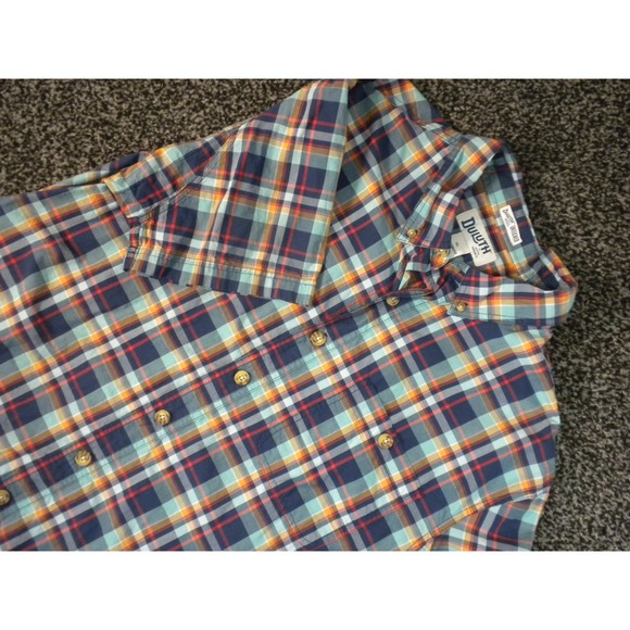 Duluth Shirt Mens XL Blue Plaid Relaxed Fit Untucked BBQ Short Sleeve 38922 Dad - Picture 1 of 13